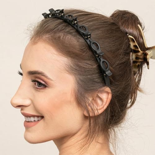 Hpmjz 4 Pcs Headband with Clips Bangs Hairstyle Hairpin Headband Professional Weave Bangs Hairstyle Halloween Hairpin Clip Headbands Fashion Bang Clip Toothed Headbands Braid Tool for Women Christmas — view 4