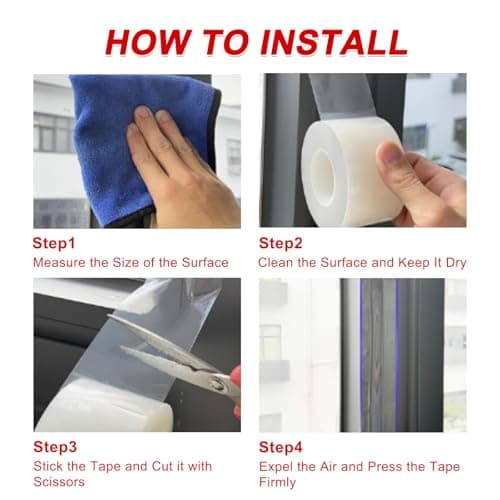 PackYard Transparent Window Seal Weather Sealing Tape 2 Inch x 35 Yards Weather Stripping Residue Free Clear Window Insulation Tape for Shower Glass Gaps and Doors Windproof Tape — view 4