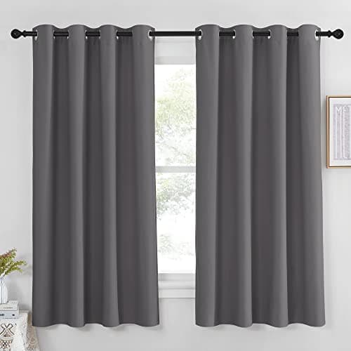 NICETOWN Blackout Window Curtain for Bedroom - (Grey Color) Home Decoration Thermal Insulated Room Darkening Drape/Drapery, W52 x L63 Inch, 8 Grommets/Rings Top, 1 Panel