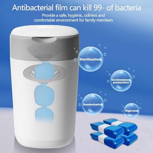 Lonimia 4 Pack Diaper Bucket Refill Cassettes, Anti-Odor Disposable Bags Compatible With All Diaper Buckets (Blue)