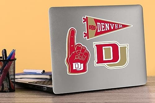 University of Denver 8ct Vinyl Large Deluxe Stickers Variety Pack - Laptop, Water Bottle, Scrapbooking, Tablet, Skateboard, Indoor/Outdoor - Set of 8 — view 3