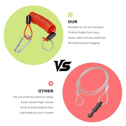 CCHRN Trailer Brake Away Cable, 6Ft Heavy Duty Stainless Steel Towing Coiled Wire Replacement with Clip, High Rebound Emergency Brake Safety Cable for RVs Trailers Campers — view 4