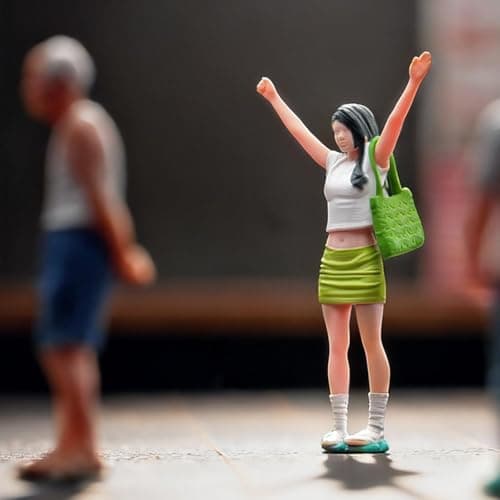 Colaxi 1/64 Miniature Girl Figures 1:64 Scale Mini Collection Resin Realistic,Diorama for Micro Landscapes Decoration Accessories — view 5
