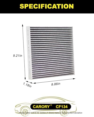 CARORY Cabin Air Filter w/Activated Carbon for Honda Accord 2003–2022, Civic 2006–2015, CR-V 2007–2016, Odyssey 2005–2017, Pilot 2009–2022, Ridgeline 2006–2025, Acura MDX 2007–2020, and More, CF134