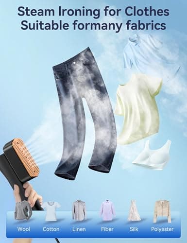 Steamer for Clothes, Sundu Portable 2-in-1 Steamer & Iron, 15s Fast Heat-up, 100ml Water Tank, Ironing Gloves, 20 Min Continuous Steam, Wrinkle Remover for Garment, Travel & Home Use (Black&gray) — view 5
