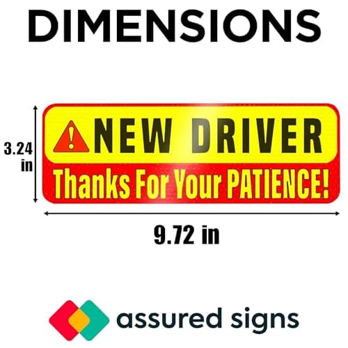 ASSURED SIGNS New Driver MAGNETIC Sign for Car, 3-Pack, 9.72" x 3.24"