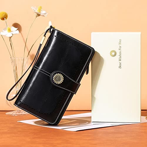SENDEFN Wallets for Women Leather Credit Card Holder with RFID Blocking Large Capacity Wristlet — view 5
