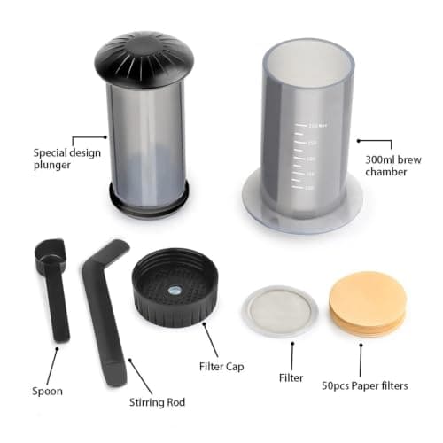 Espresso Coffee Maker Portable Cafe French Press CafeCoffee Pot with Filters Paper Kit — view 3