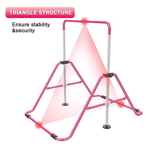 RINREA Gymnastic Bars for Kids with Adjustable Height, Folding Gymnastic Training Kip Bar, Junior Expandable Horizontal Monkey Bar for Home — view 7