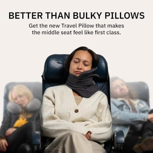 trtl Travel Pillow - Airplane Pillow for Neck and Shoulder Support - Soft, Lightweight, Machine-Washable Travel Pillows for Airplanes - Black — view 5