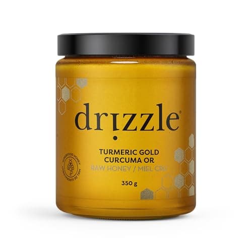 Drizzle Turmeric Gold Raw Honey - Superfood Anti-Inflammatory Blend - Rich in Nutrients and Beneficial Enzymes - Notes of Turmeric & Cardamom - 100% Raw, Pure Honey - Gluten-Free, Paleo-friendly (350g) 2-Pack — view 2