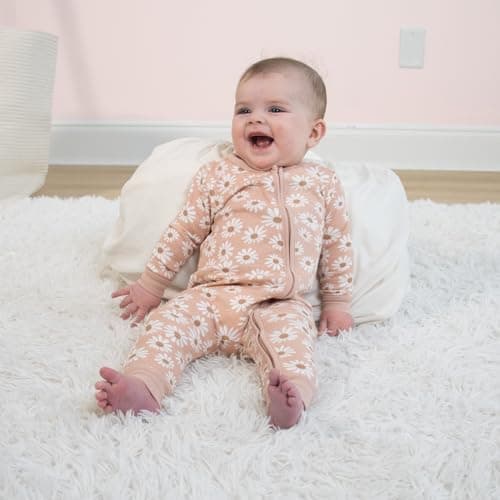 The Peanutshell 2-Pack Sleep and Play Baby Girl Clothes, 12-18 Months, Soft Cotton Footless Pajamas, Boho Meadow — view 4