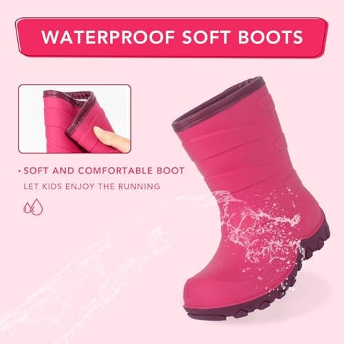 Kids Winter Rain Boots, Insulated Warm Snow Boots, Children Waterproof Mud Boots for Boys and Girls, Big Kid Size 2 — view 4