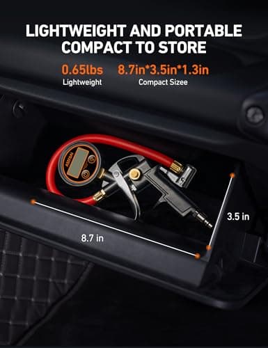 AstroAI T1 Digital Tire Pressure Gauge with Inflator, 3-250 PSI Air Chuck with Pressure Gauge, Heavy Duty with Quick Connect Coupler, Calibrated to ANSI B40.7 Grade 2A — view 3