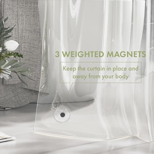 AmazerBath Shower Curtain Liner, 72x72 Clear Shower Curtain Liner, Waterproof Plastic Shower Liner, Cute Lightweight PEVA Shower Curtain for Bathroom with 3 Magnets and 12 Rustproof Metal Grommets — view 3