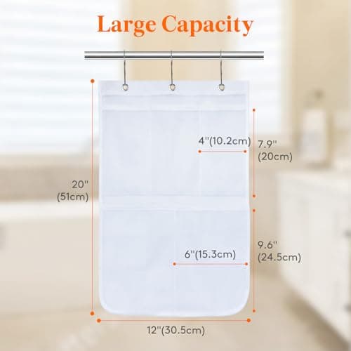 Lifewit Mesh Shower Caddy, 5 Pockets Hanging Shower Organizer with Quick Drying Mesh, Portable Space Saving Bathroom Organizer to Hold Soap, Shampoo and Cruise Ship Essentials, White, 1 Pack