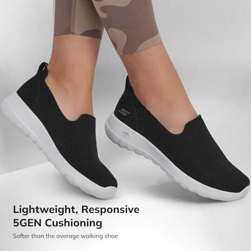Skechers Women's Go Walk Joy Sneaker, Black/White, 8