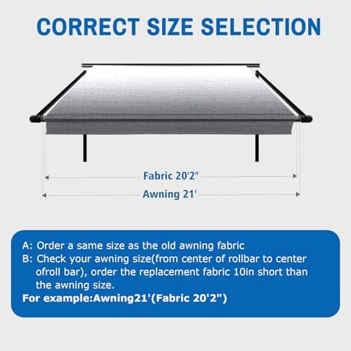 Dulepax RV Awning Fabric Replacement(18.2ft Fabric) Heavy Duty 18.5 oz Vinyl-Universal Camper Awning Replacement for All RV Brands-Senior Fade Grey — view 5