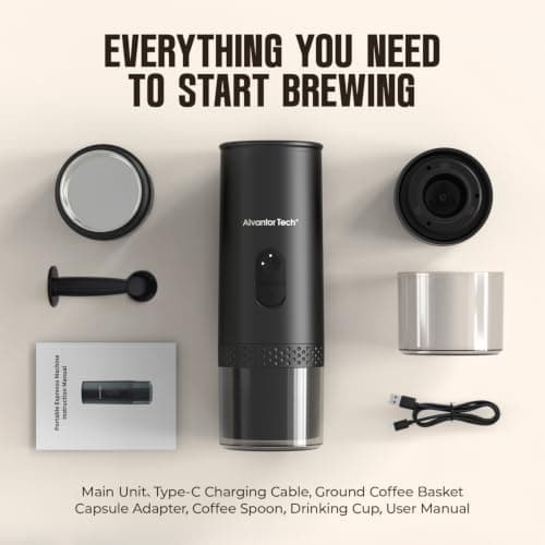 Portable Electric Espresso Machine, Mini Self-Heating Travel Coffee Maker for Ground Coffee & NS Capsules, Ideal for Camping, RV, Hiking & Office — view 7
