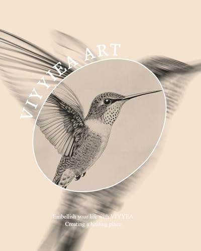 VIYYIEA Vintage Gold Framed Wall Art, Sketch Birds Canvas Painting, Cute but Exquisite Wall Decor, No Glass No Glare, Suitable for Bedside Tables, Foyer, Bookshelves,【Hummingbird】-10L x 8W — view 3