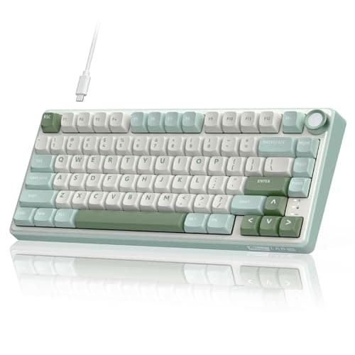 RK ROYAL KLUDGE R75 Mechanical Keyboard Wired with Volume Knob, 75% Keyboard Gasket Mounted, RGB Backlit, Creamy Keyboard with MDA Profile, PBT Keycaps, Hot Swappable Pre-lubed Tactile Switch