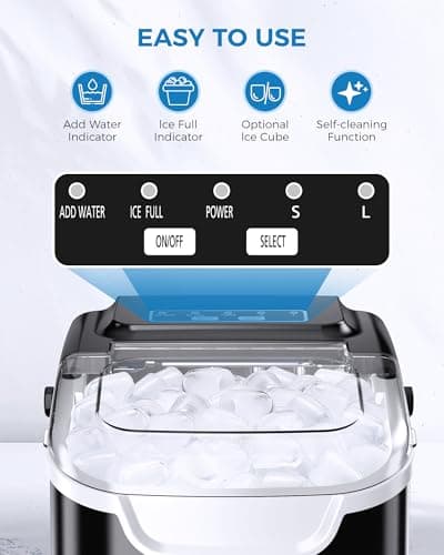 COWSAR Ice Maker Countertop, Portable Self-Cleaning Ice Machine, 26.5lbs/24Hrs, 8 Bullet Ice Cubes in 6 Mins, with Ice Basket and Scoop, Quiet Mini Ice Makers for Home, Kitchen, Bar, Camping — view 4