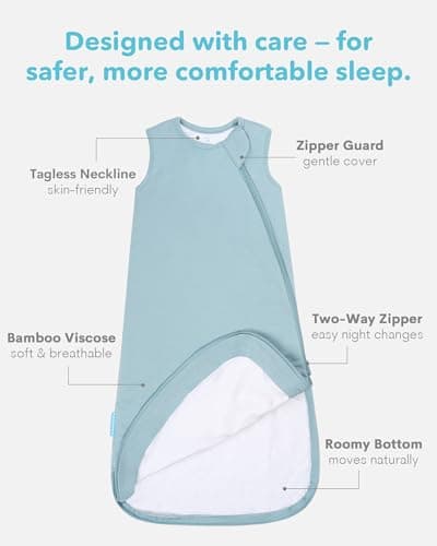 BambooSnug Soft Breathable Sleep Sack 6-12-18 Months, 1.0 TOG Bamboo Viscose Wearable Blanket Baby, Baby Sleeping Bag with 2-Way Zipper, Slate