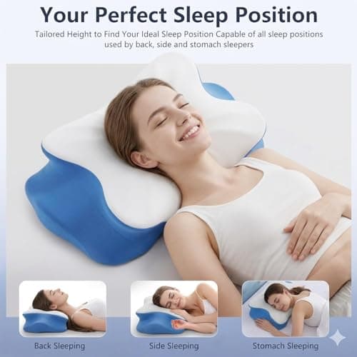 Ecohohoyyds Ergonomic Cervical Neck Pillow: Memory Foam Support Pillows for Side Back Stomach Sleepers with Breathable Cooling Pillowcase and Dual-Height Zones — view 3