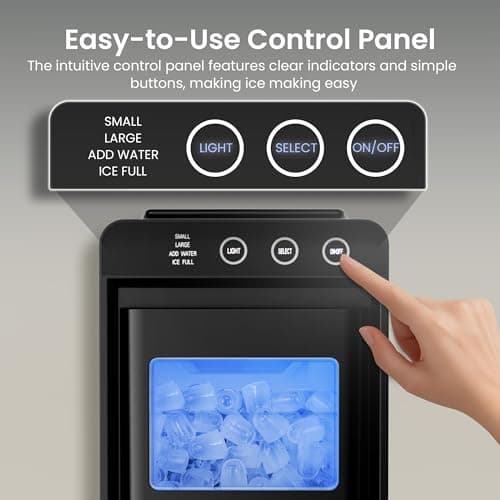 Kismile Portable Countertop Ice Maker Machine, 26lbs Ice in 24Hrs, Self-Cleaning Ice Maker with Selectable Ice Size & Internal Light, Compact Design for Home/Kitchen/Bar — view 3