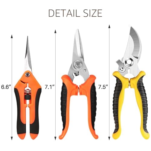 3 Pack Garden Pruning Shears Stainless Steel Blades Handheld Pruners Set with Gardening Gloves — view 5