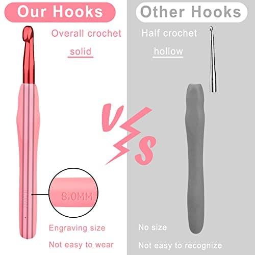 kgxulr 8 mm Crochet Hook, Aluminum Soft Grip Rubber Handle Needles — view 4