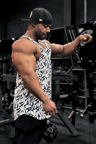Jed North Men's Graphic Bodybuilding Tank Tops Gym Stringers Racerback,WhiteGraffiti,Large — view 6
