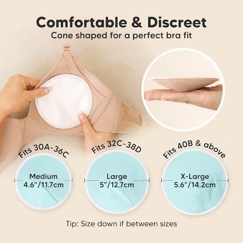 Organic Nursing Pads, 14 Washable Breast Pads,Wash Bag (Pastel Touch, L 5") — view 2