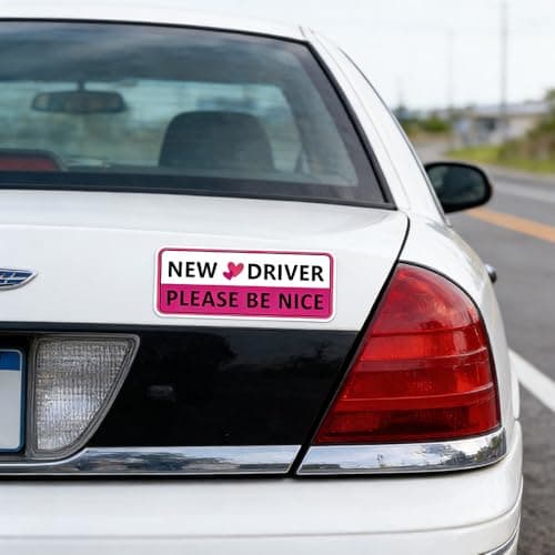 Hwanzen Premium Student Driver Car Magnet, 3-Pack Cute New Driver Sticker Decor, Safety Warning Auto Decal, Ideal New Driver Gifts for Beginner Teen Drivers (Pink) — view 5