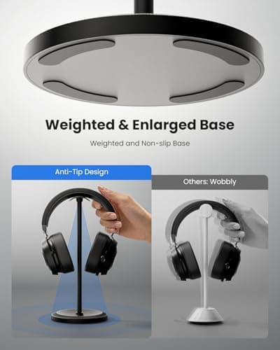 Tiiletzote Headphone Stand, Desktop Headset Holder, Black — view 3