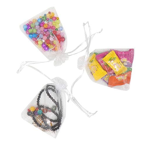 Bezall 100Pcs White Organza Bags 4x6 Inches, Mesh Drawstring Wedding Favors Gift Bags Jewelry Pouches Christmas Candy Bags — view 3