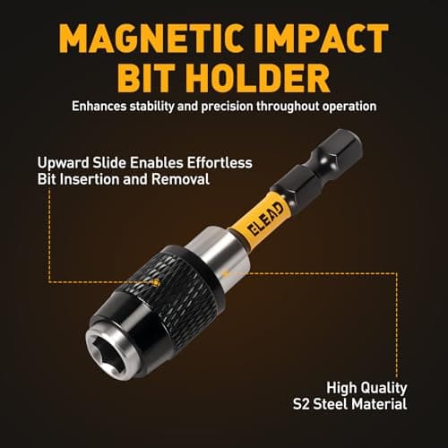 6-Piece Phillips Bit #2 Impact, 2 Inch Magnetic Phillips Head Drill & Screwdriver Bit with Magnetic Bit Holder, S2 Steel, 1/4" Hex Shank, PH2 for Impact Driver, Professional & DIY Use — view 3
