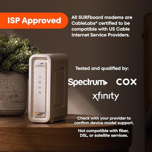 ARRIS SURFboard SB8200 DOCSIS 3.1 Multi‑Gig Cable Modem | 2 -1Gbps Ethernet Ports | Works with Xfinity, Cox, Spectrum | For Cable Internet Plans up to 2Gbps | Modem Only, Router Required — view 3