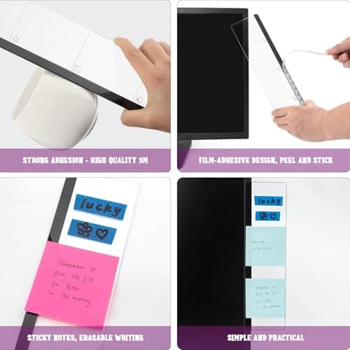 Office Desk Accessories 2pcs Computer Monitor Memo Board Message Board Transparent Acrylic Side Panel Sticky Note Board Left and Right Computer Note Board Suitable for Women Work Form Home Office — view 4