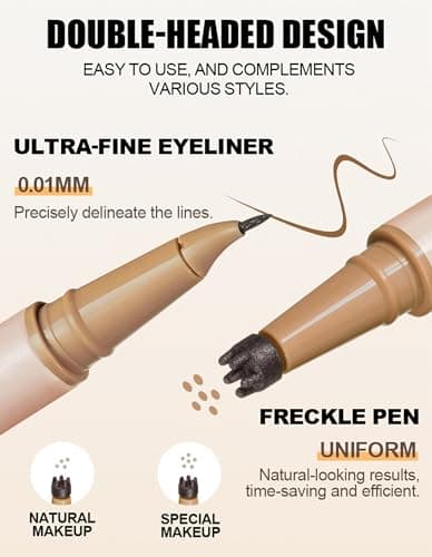 Jutqut Freckle Pen & Freckle Stamp – 2-in-1 Dual-Ended Faux Freckle Stamp Pen, Waterproof & Smudge-Proof Long-Lasting Freckle Pen, Curved Precision Tip for Natural Faux Freckles Makeup, #01 Natural Coffee — view 2