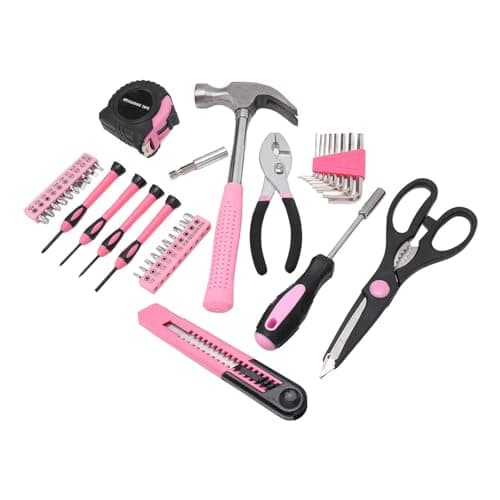 39 Pcs Household Tool Kit Pink Portable Hand Toolbox Hammer Screwdriver Wrench Repair Maintenance Tool Set for Girl — view 6