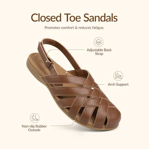 Rihero Women's Closed Toe Fisherman Flat Sandals Brown Size 7.5 — view 4