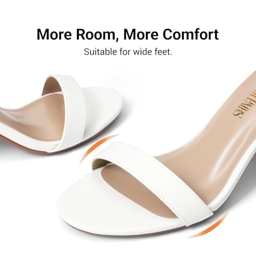 DREAM PAIRS Women's Chunky Block Heel Sandals, Open Toe Ankle Strap Dress Shoes, Comfortable Wedding Guest Heels for Party, Prom and Formal Events,Size 8,White/Pu,CHUNK — view 6