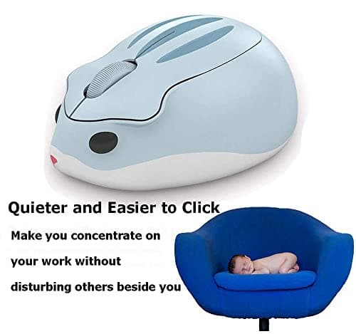 2.4GHz Wireless Mouse Cute Hamster Shape Less Noice Portable Mobile Optical 1200DPI USB Mice Cordless Mouse for PC Laptop Computer Notebook MacBook Kids Girl Men Women Mom Dad Gift (Blue) — view 4