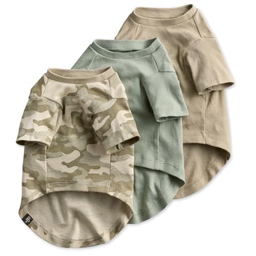 Pet Passion Toby II - The Perfect Tee, 3 Pack Short Sleeve Pet T-Shirt 100% Organic Cotton Tees Clothes for Small, Medium, Large Dogs​​, Sage Camo, Medium (20-45 lbs)