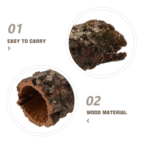 INOOMP Reptile Hideout Hollow Tree Trunk Log Natural Cork Bark 7-8Cm Diameter Protective Shelter — view 3