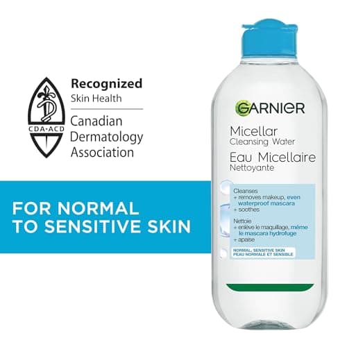 Garnier SkinActive Micellar Cleansing Water All-in-1 Cleanser & Waterproof Makeup Remover, 3.4 Fluid Ounce