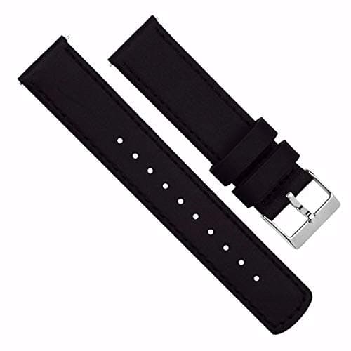BARTON Quick Release - Top Grain Leather Watch Band Strap - Choice of Width - 16mm, 18mm, 19mm, 20mm, 21mm 22mm, 23mm or 24mm - Black/Black 20mm — view 2