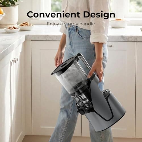 EanOruus Juicer Machines, 3-in-1 Cold Press Juicer with 6.5" Extra Large Chute, 100oz Large Capacity, AC Motor, Makes Juice, Nut Milk & Sorbet, Premium Gray — view 12