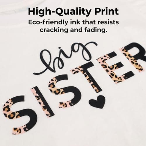 Keepatin Big Sister Shirt,White T Shirt for Kids Leopard Heart,Promoted to Big Sister Announcement T-Shirt,Short Sleeved Crew Neck Top (CA/US, Age, 8 Years, 10 Years, White) — view 3